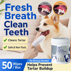 Dog & Cat Dental Finger Wipes — Gentle Plaque Removal & Breath Freshener