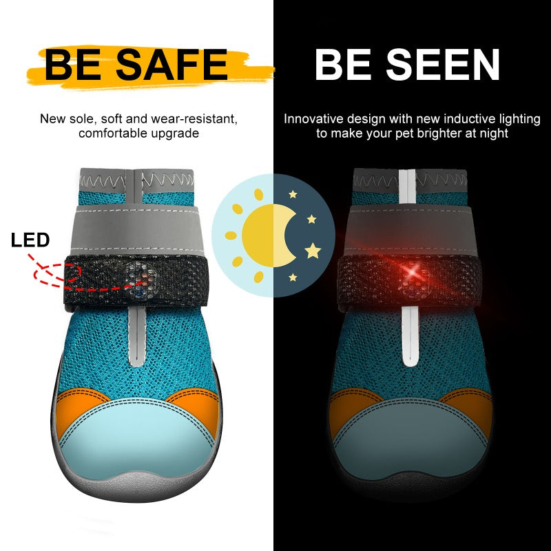 LED Light-Up Dog Boots – Glow-in-the-Dark Pet Shoes for Night Walks