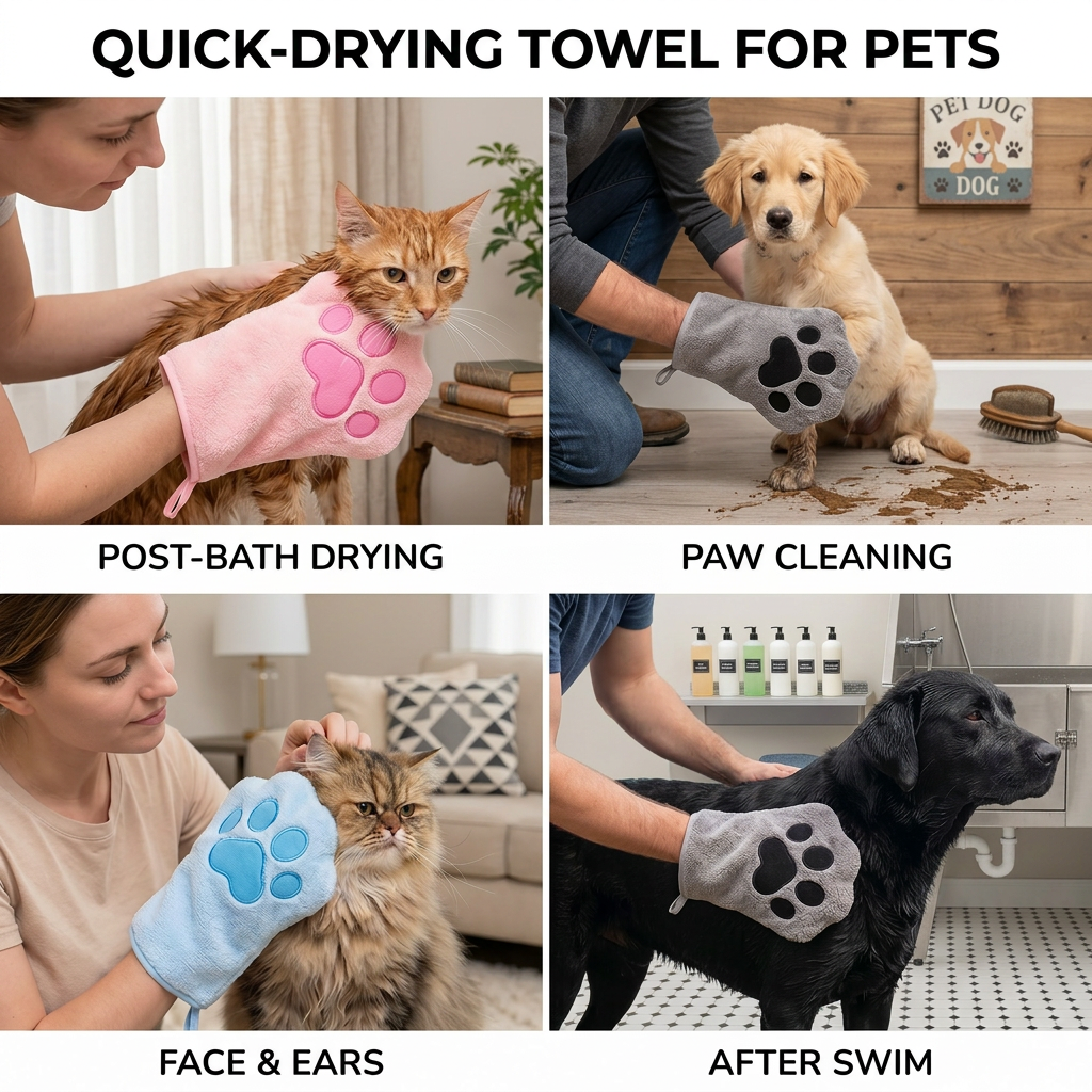 Quick-Drying Pet Towel – Super Absorbent, Soft & Compact for Dogs & Cats