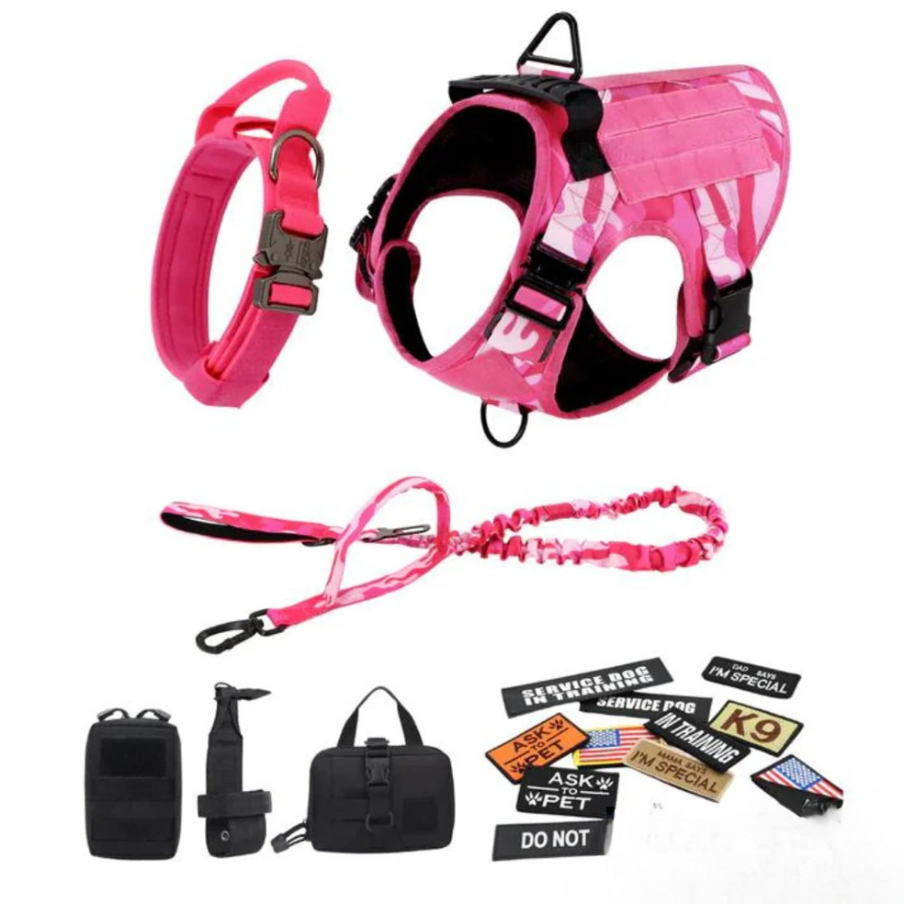 Tactical Military-Grade Dog Harness – Heavy-Duty Training & Outdoor Harness with Front/Rear D-Rings