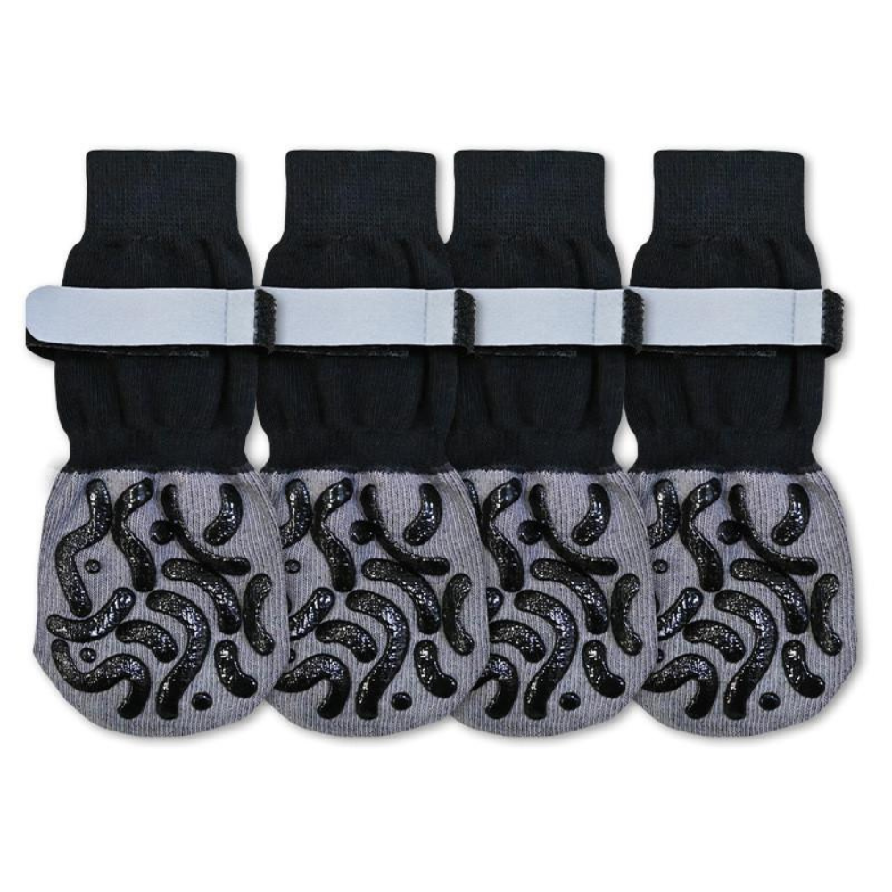 4-Pack Non-Slip Dog Socks for Indoor Use – Grippy Soles, Soft Stretch Fit