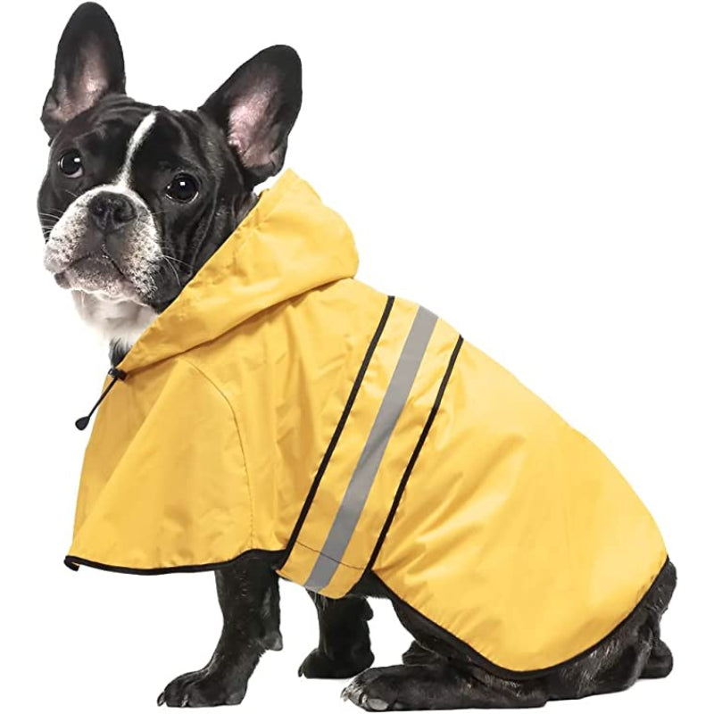 Waterproof Dog Raincoat for Small Breeds – Adjustable Hooded Jacket with Reflective Strip