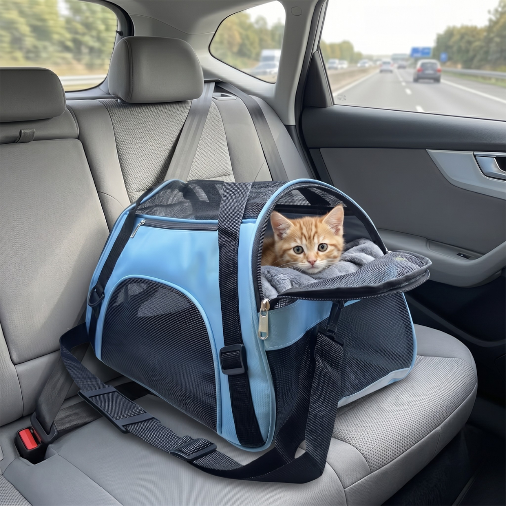 Foldable Airline-Approved Soft-Sided Pet Carrier Bag for Cats & Small Dogs