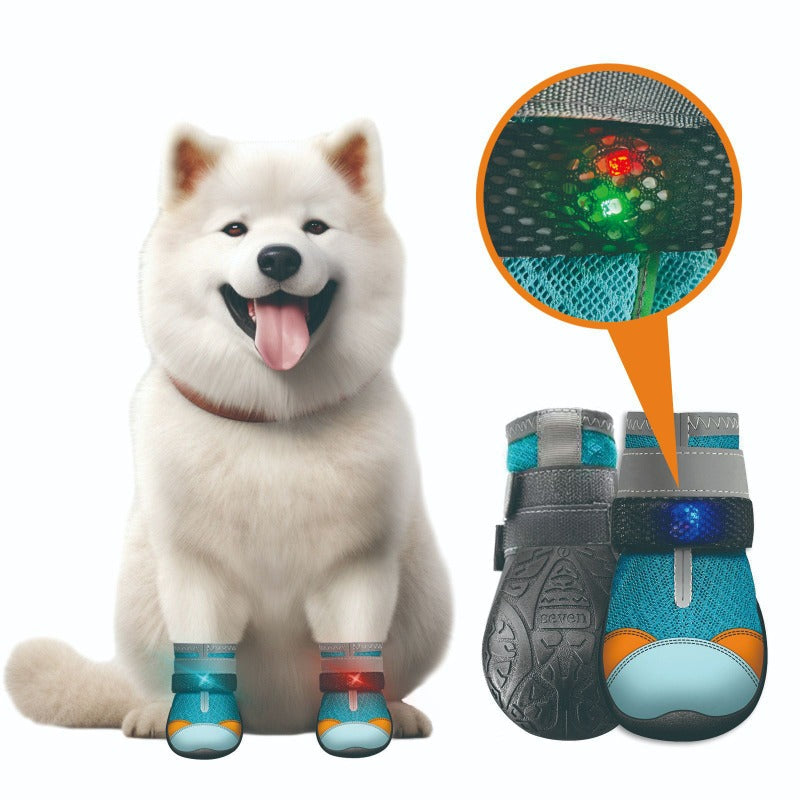 LED Light-Up Dog Boots – Glow-in-the-Dark Pet Shoes for Night Walks