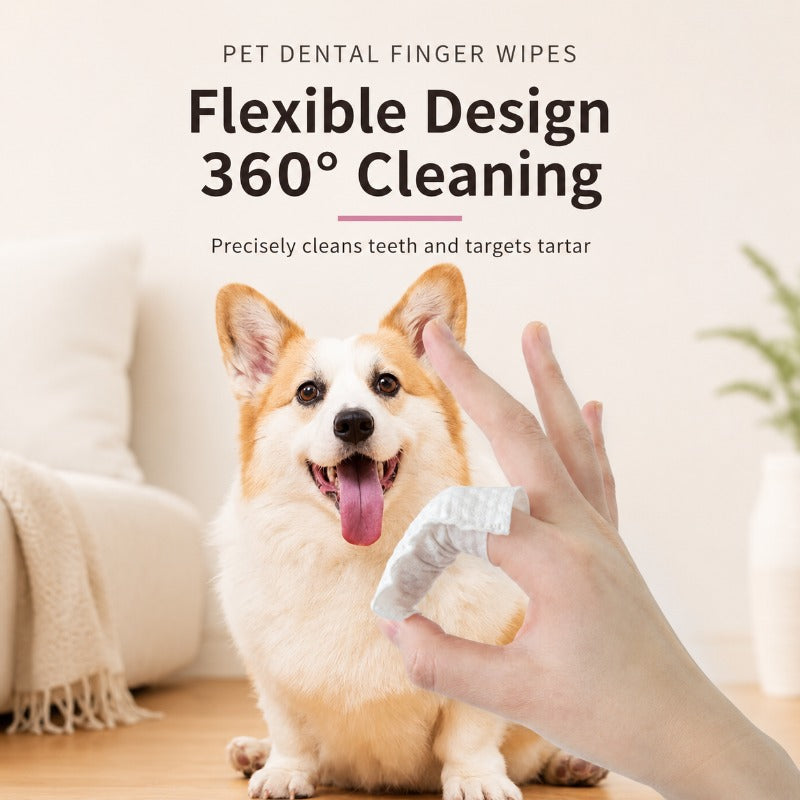 Dog & Cat Dental Finger Wipes — Gentle Plaque Removal & Breath Freshener