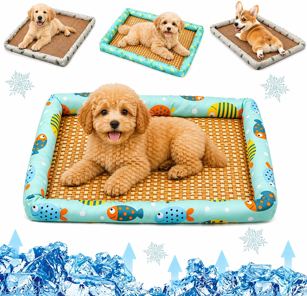 Breathable Rattan Cooling Pet Bed for Dogs – Keeps Pets Cool & Comfortable All Summer