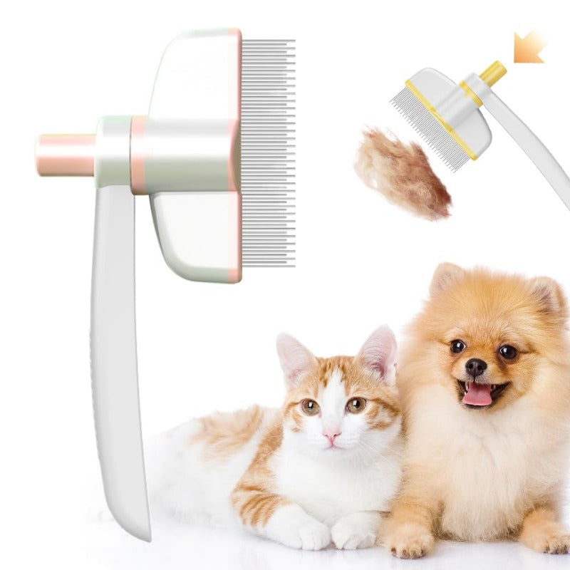 Pet Hair Comb for Dogs & Cats — Deshedding Grooming Tool with Easy-Clean Lever