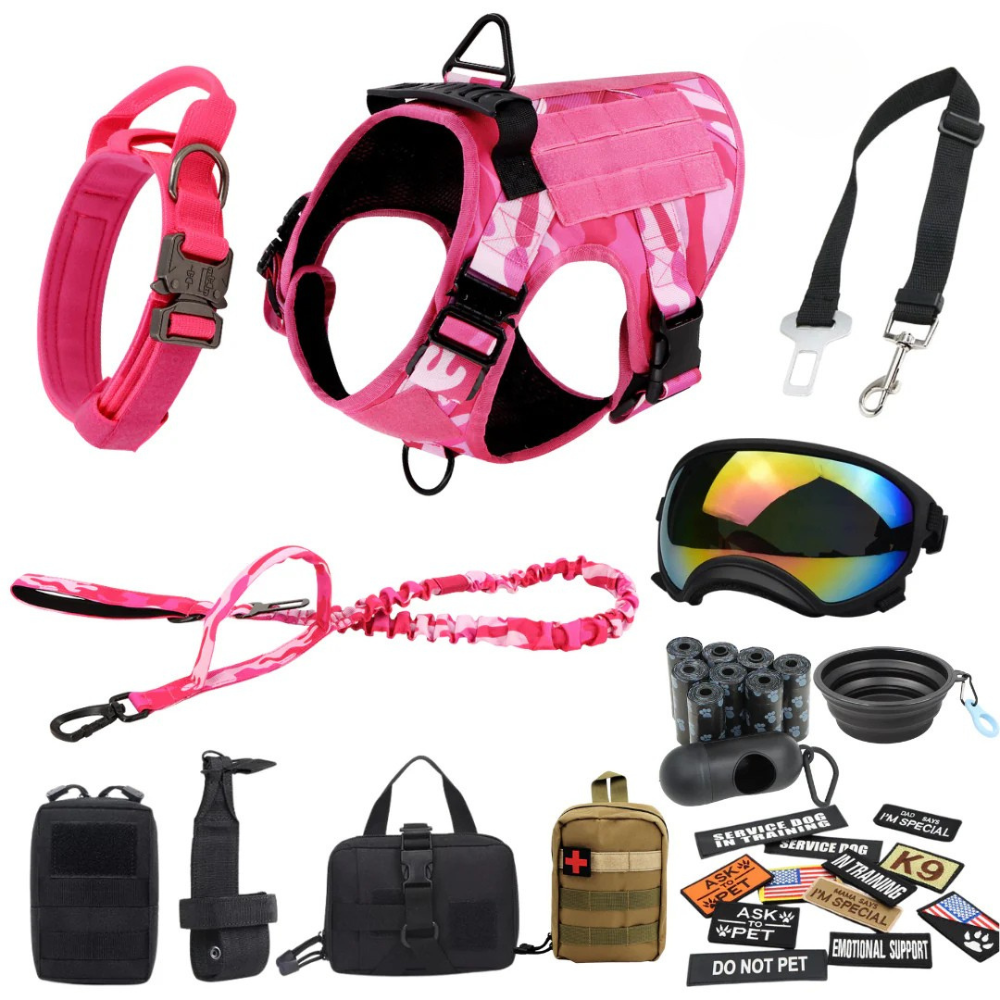 Tactical Military-Grade Dog Harness – Heavy-Duty Training & Outdoor Harness with Front/Rear D-Rings