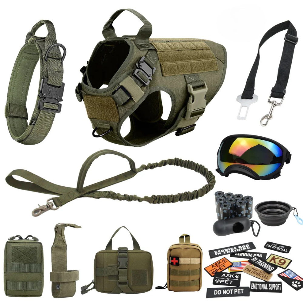 Tactical Military-Grade Dog Harness – Heavy-Duty Training & Outdoor Harness with Front/Rear D-Rings