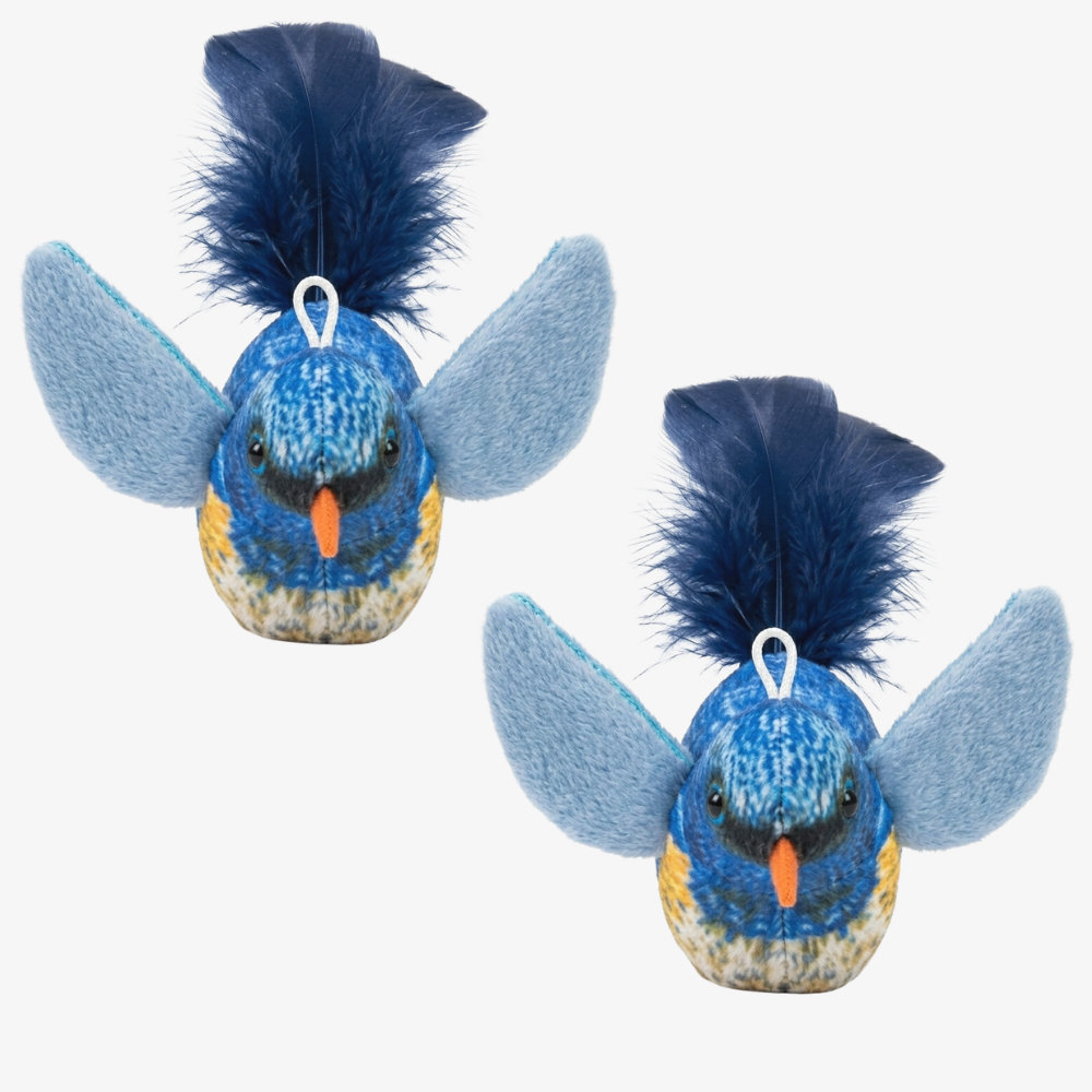 2-Pack Realistic Feathered Bird Cat Toys with Chirping Sound – Interactive Plush for Cats