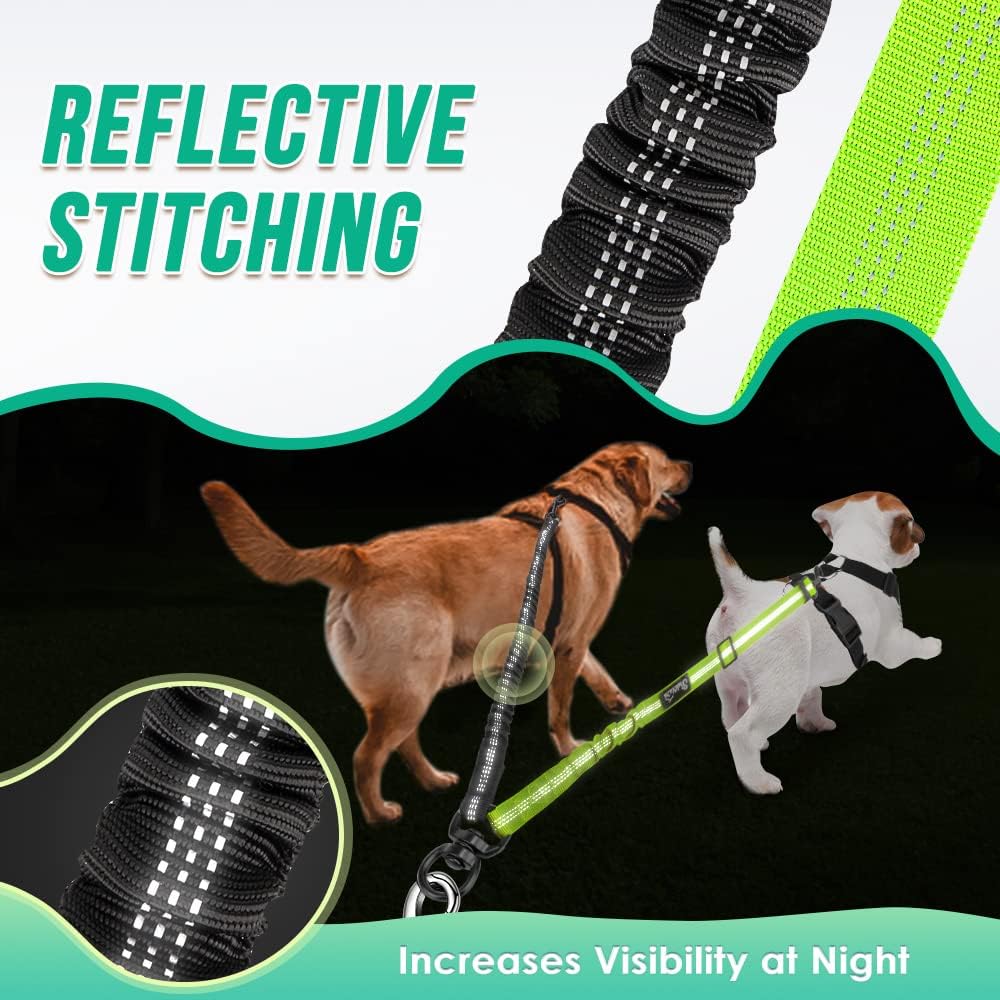 Reflective Adjustable Elastic Dog Leash – Shock-Absorbing & Tangle-Free