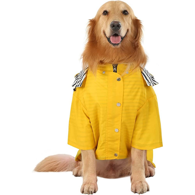 Dog Raincoat with Hood – Waterproof Double-Layer Zip Jacket for Small to Extra Large Dogs (Yellow, XL)
