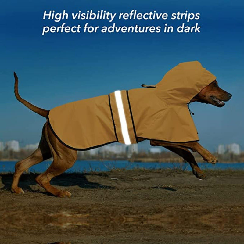 Waterproof Dog Raincoat for Small Breeds – Adjustable Hooded Jacket with Reflective Strip