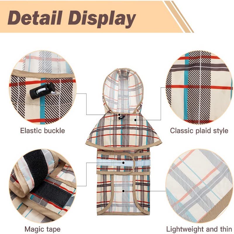 Hooded Dog Raincoat with Reflective Strips – Waterproof, Breathable Dog Jumpsuit for Small & Medium Dogs