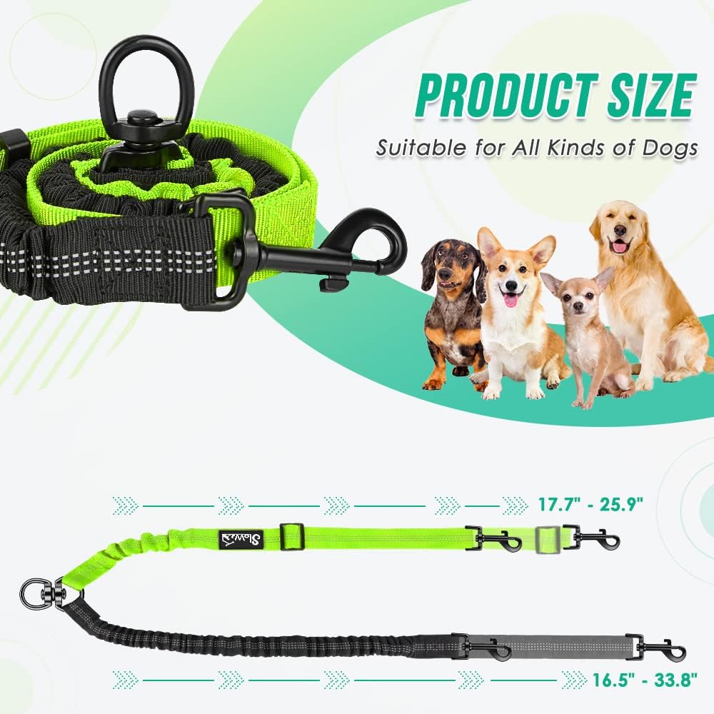 Reflective Adjustable Elastic Dog Leash – Shock-Absorbing & Tangle-Free