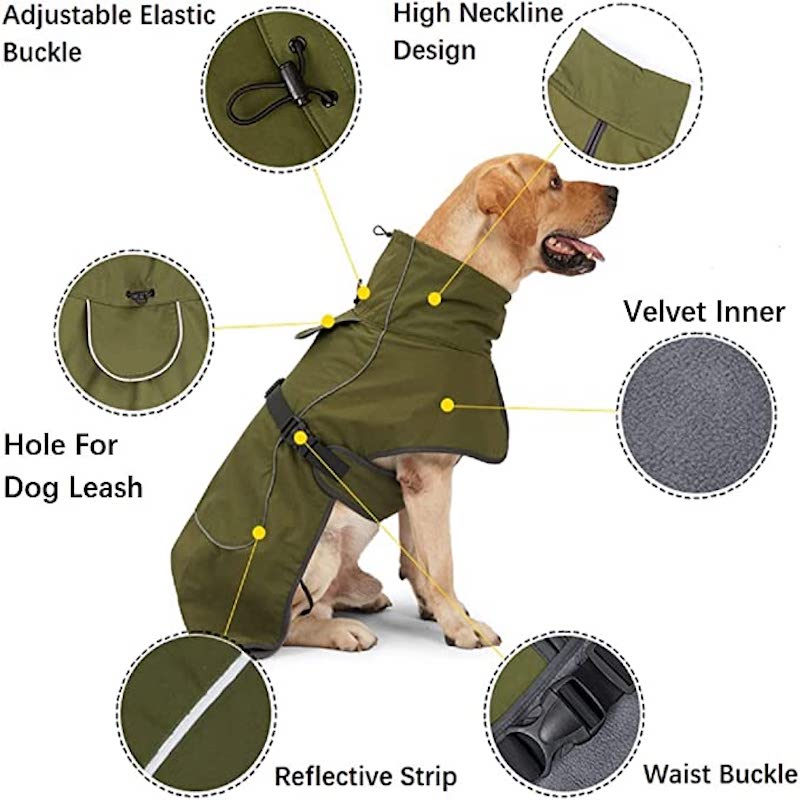 Dog Winter Jacket – Windproof & Waterproof Warm Coat with Leash Hole for Cold Weather