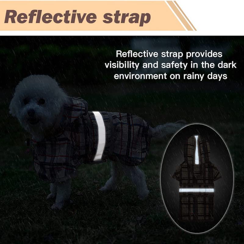 Hooded Dog Raincoat with Reflective Strips – Waterproof, Breathable Dog Jumpsuit for Small & Medium Dogs