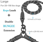 Heavy-Duty Dog Leash with Shock-Absorbing Bungee – Tangle-Free & 360° Swivel Clasp