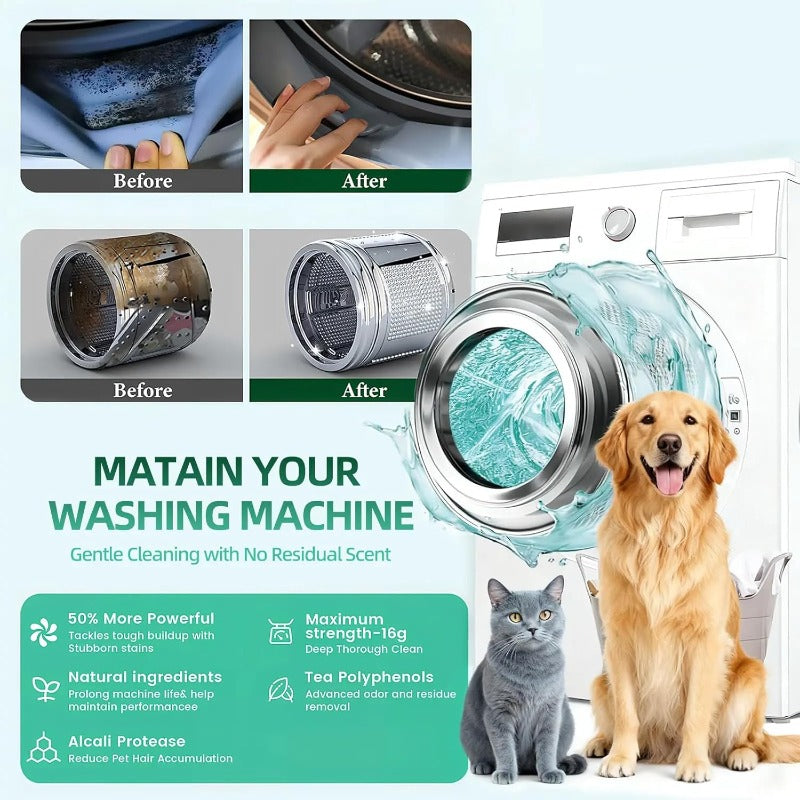 Pet Hair & Odor Washer Cleaner Tablets — Deep Clean Your Machine