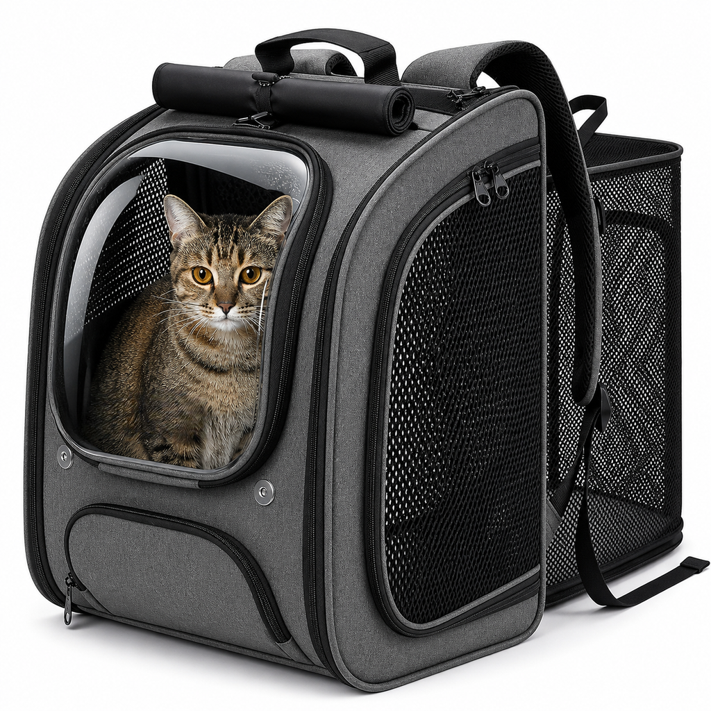 3D Ergonomic Pet Backpack Carrier – Comfortable, Ventilated & Secure for Cats & Small Dogs