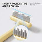 Dual-Layer Undercoat Grooming Rake for Dogs & Cats — Stainless Steel Teeth, Ergonomic Handle