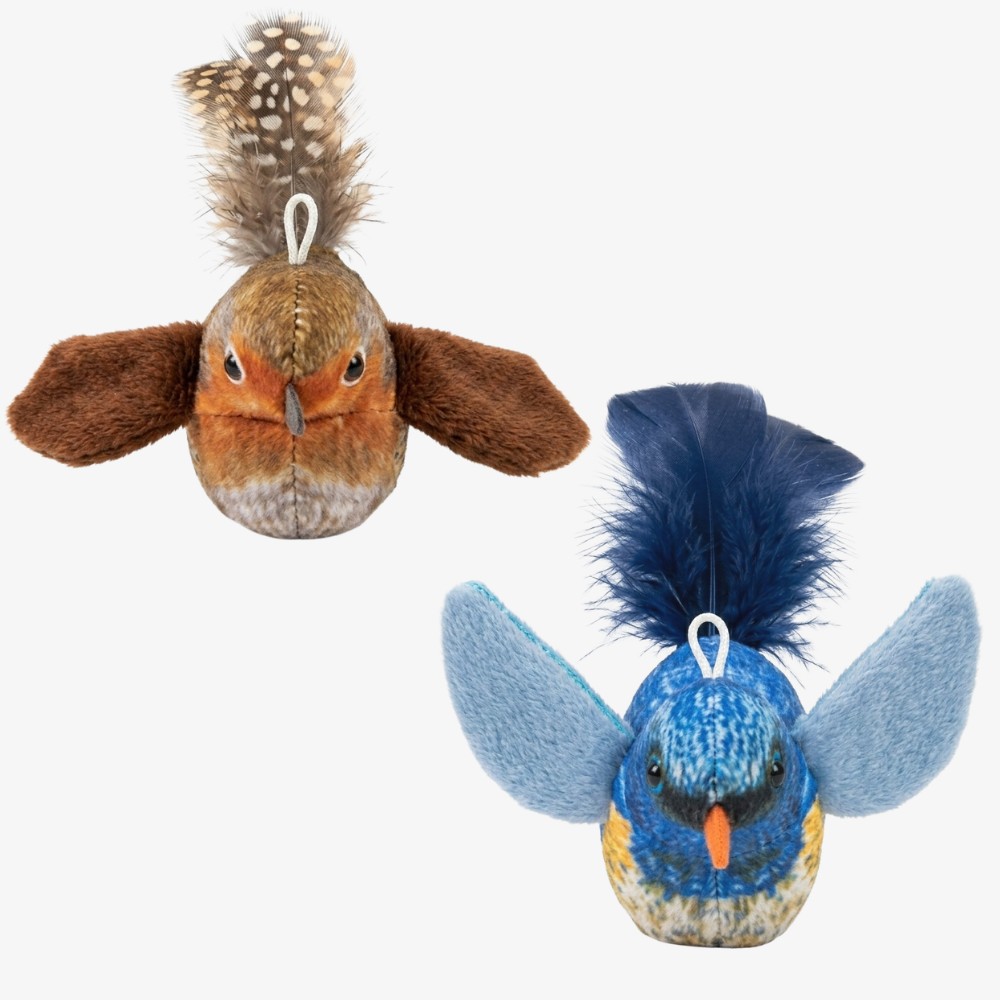 2-Pack Realistic Feathered Bird Cat Toys with Chirping Sound – Interactive Plush for Cats