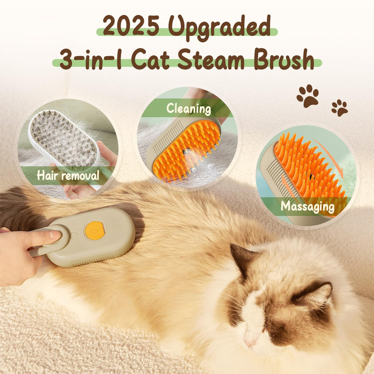 PuffEase Spritz Deshedding Brush with Steam Technology