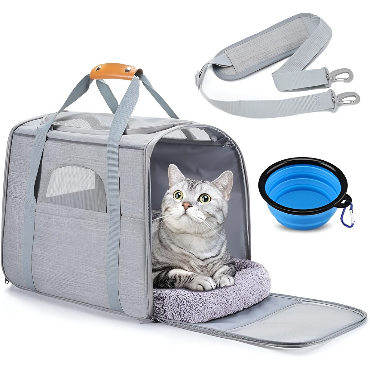 Soft-Sided Cat Carrier with Safety Zipper – Airline-Approved, Foldable & Ventilated