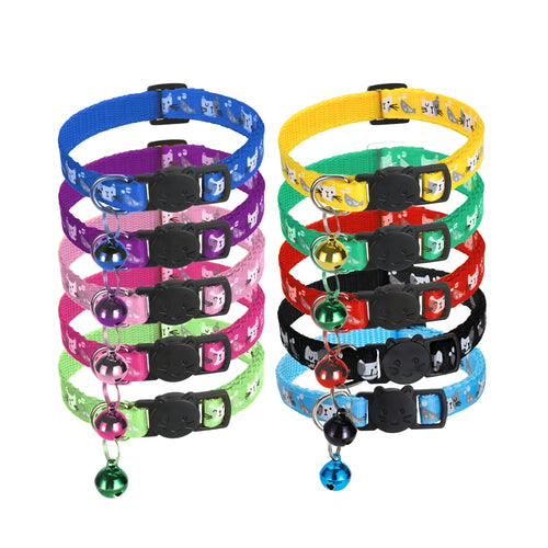 10-Pack Adjustable Pet Collars with Bell – Lightweight & Easy-Fit for Small Dogs & Cats