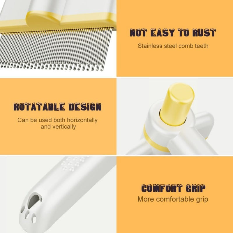 Pet Hair Comb for Dogs & Cats — Deshedding Grooming Tool with Easy-Clean Lever