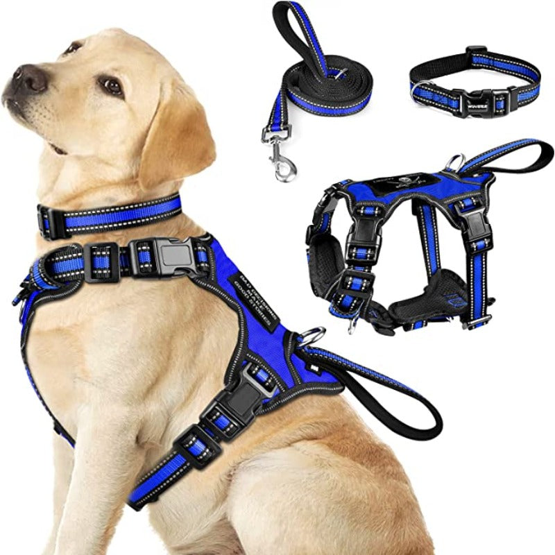 3-in-1 Reflective Dog Harness Set — No-Pull Harness, Collar & Leash for Puppies & Small Dogs