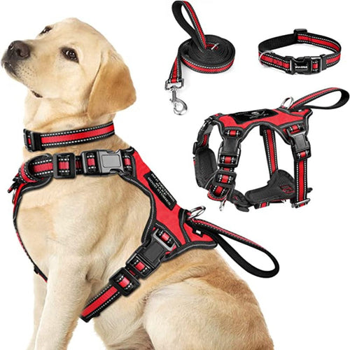 3-in-1 Reflective Dog Harness Set — No-Pull Harness, Collar & Leash for Puppies & Small Dogs