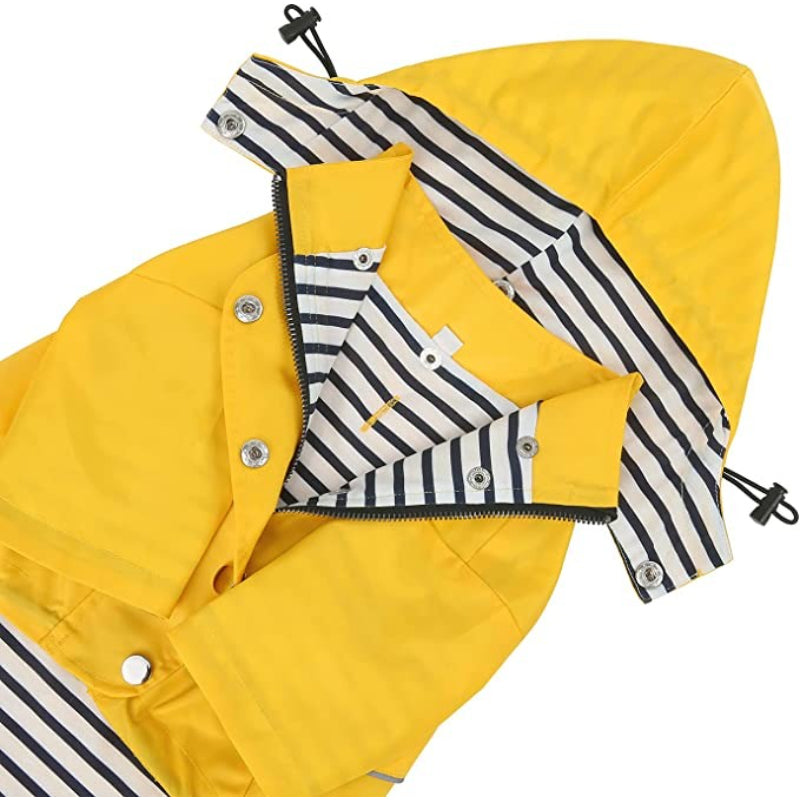 Dog Raincoat with Hood – Waterproof Double-Layer Zip Jacket for Small to Extra Large Dogs (Yellow, XL)