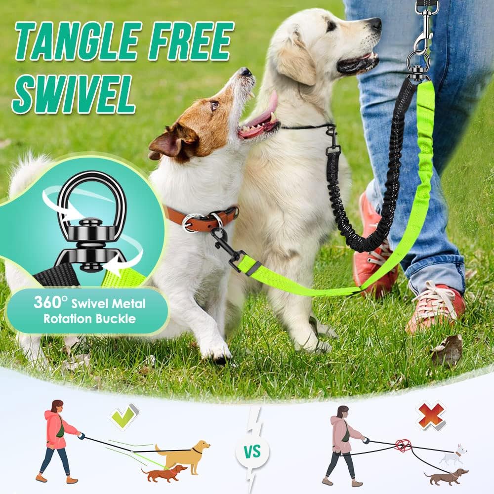 Reflective Adjustable Elastic Dog Leash – Shock-Absorbing & Tangle-Free
