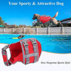 Large Dog Life Jacket – Premium Neoprene Pet Float Vest with Rescue Handle & High-Visibility Red Design