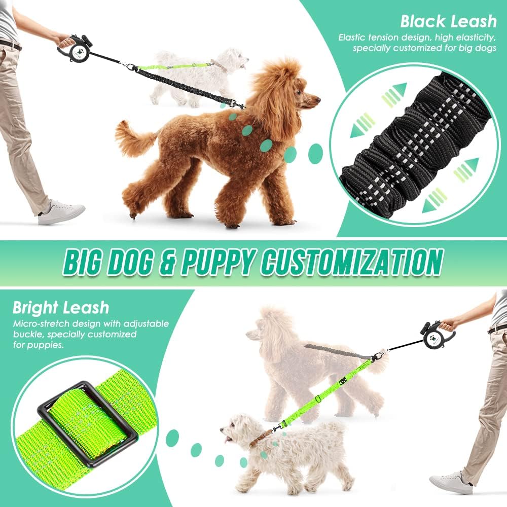Reflective Adjustable Elastic Dog Leash – Shock-Absorbing & Tangle-Free