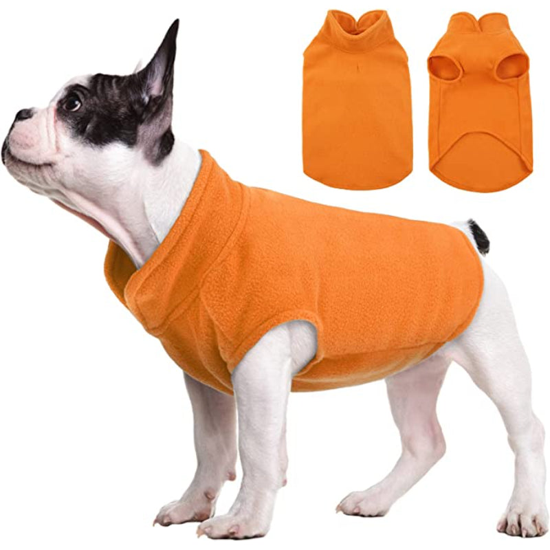 Dog Fleece Vest – Warm, Stretchy Winter Sweater with Turtleneck & Leash Hole for Small Dogs & Cats