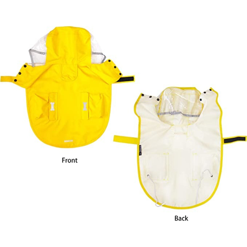 Waterproof Dog Raincoat for Small Dogs — Adjustable Reflective Rain Poncho with Hood (Yellow, X-Small)