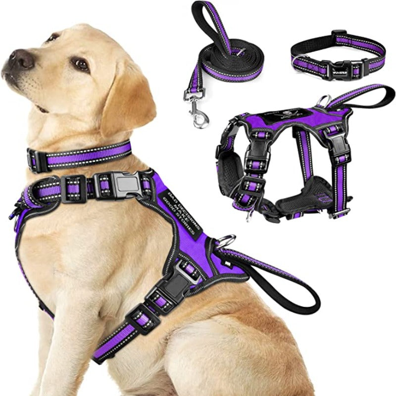 3-in-1 Reflective Dog Harness Set — No-Pull Harness, Collar & Leash for Puppies & Small Dogs