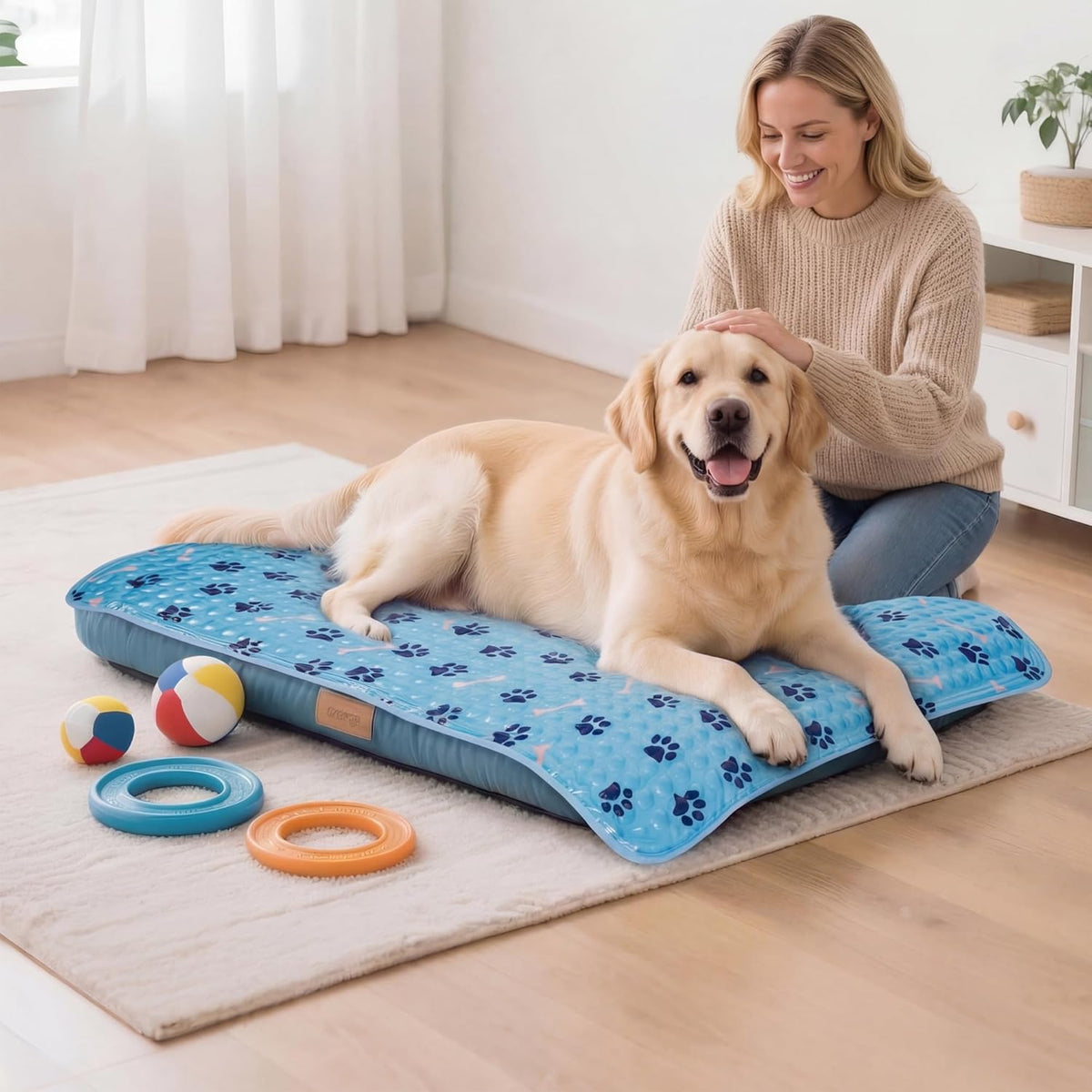Non-Slip Waterproof Pet Cooling Mat with Gel Pad for Dogs & Cats