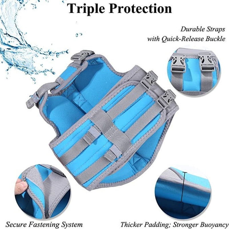 Large Dog Life Jacket – Premium Neoprene Pet Float Vest with Rescue Handle & High-Visibility Red Design