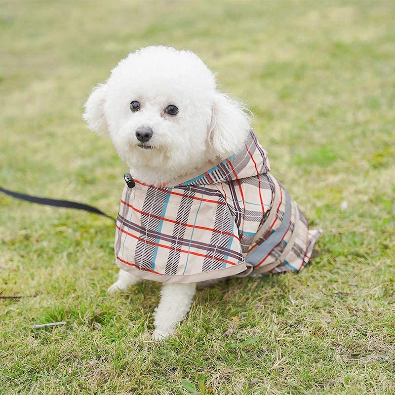Hooded Dog Raincoat with Reflective Strips – Waterproof, Breathable Dog Jumpsuit for Small & Medium Dogs