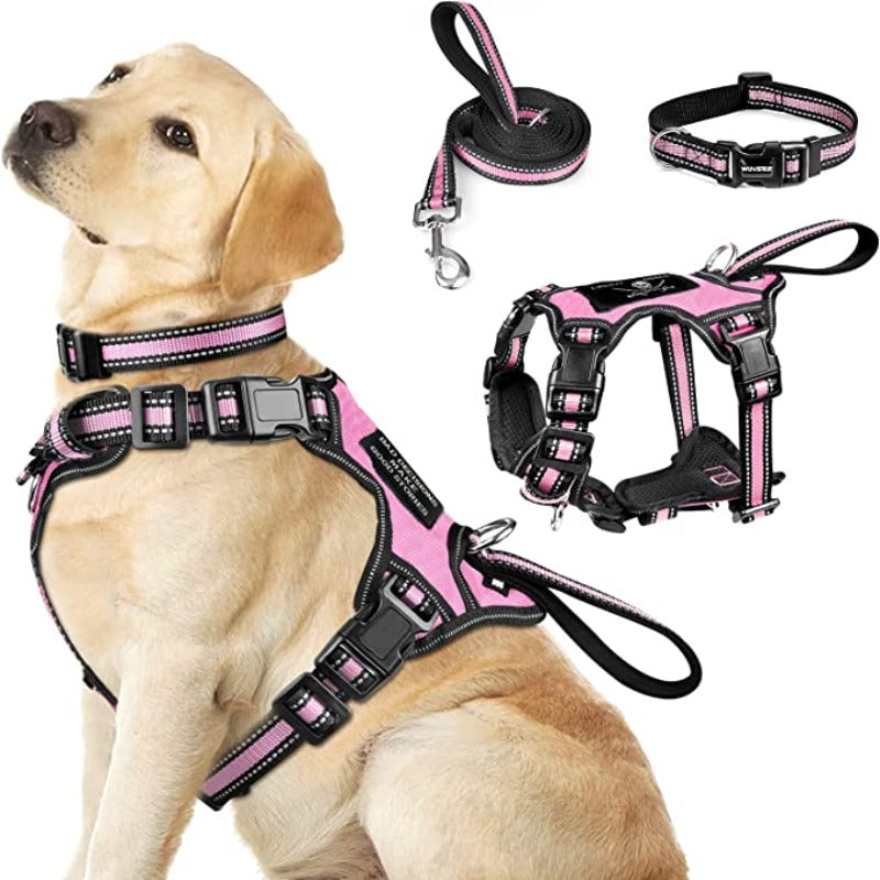 3-in-1 Reflective Dog Harness Set — No-Pull Harness, Collar & Leash for Puppies & Small Dogs