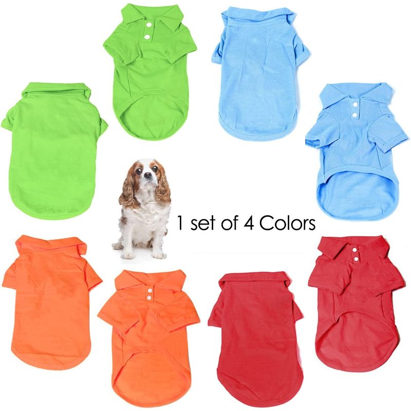 4-Piece Dog T-Shirt Set – Breathable Puppy Sweatshirts, Cute Pet Outfit Coats for Small to Medium Dogs