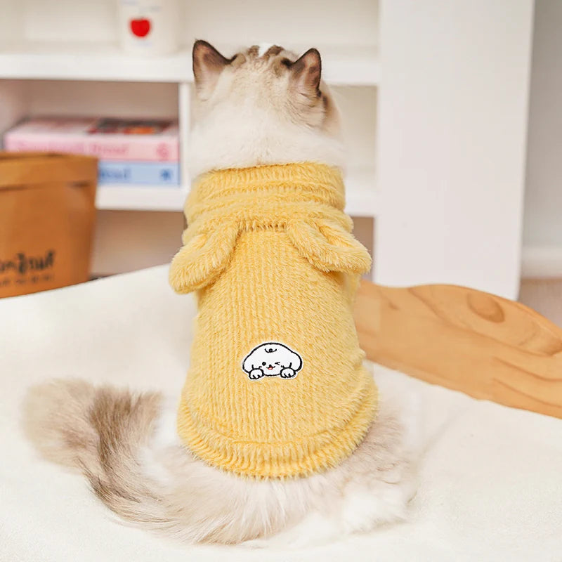Cartoon Fleece Pet Hoodie – Soft, Snuggly & Super Cute!