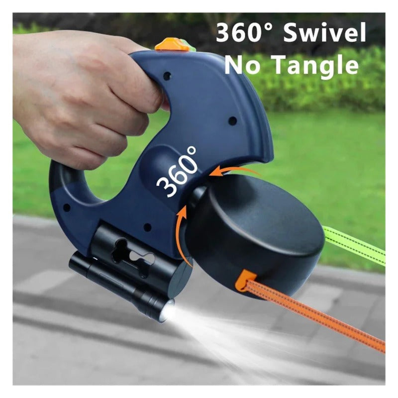 Dual Dog Leash with 360° Tangle-Free Swivel & LED Light