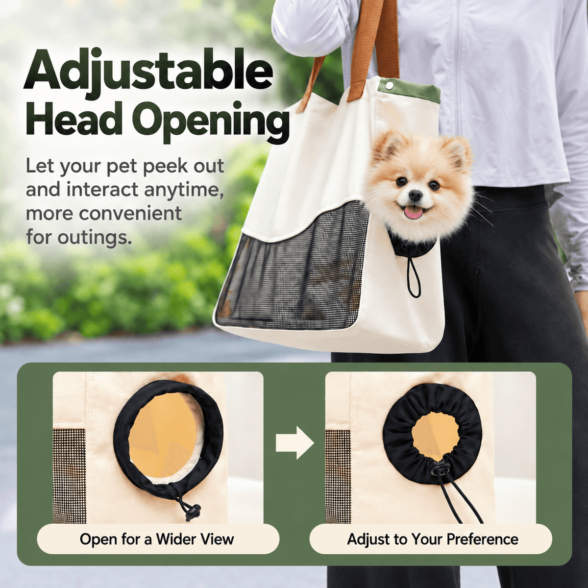 Breathable Canvas Pet Tote Bag – Lightweight & Ventilated Carrier for Cats and Small Dogs