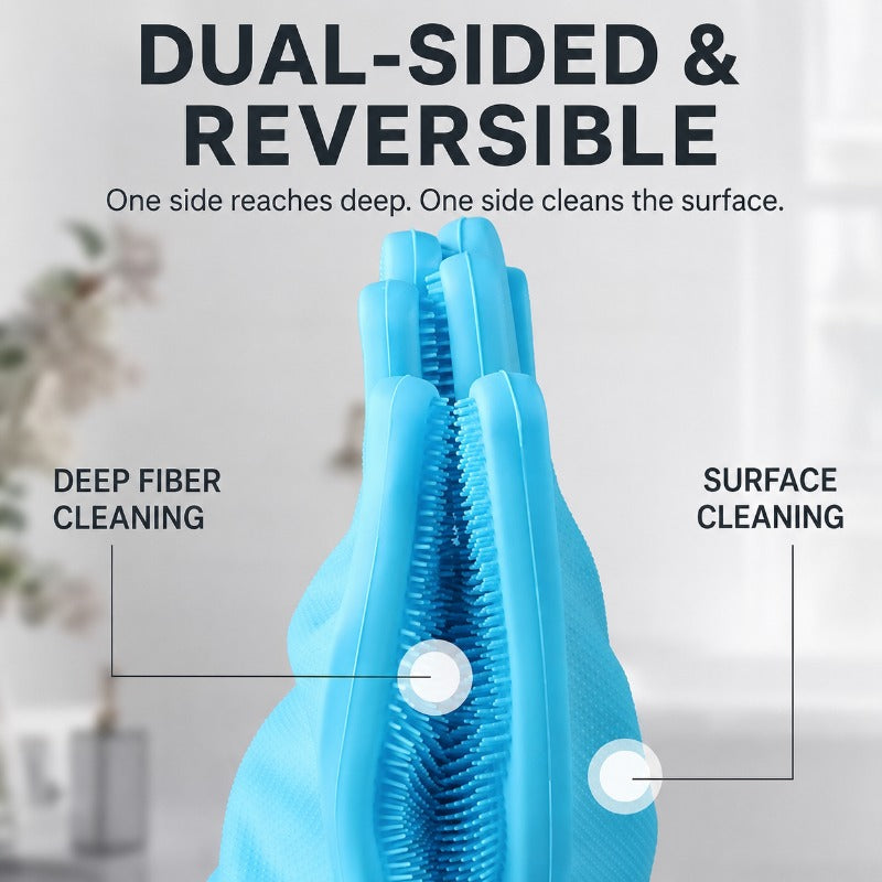 Dual-Sided Silicone Pet Grooming Gloves – For Bathing & Dry Brushing