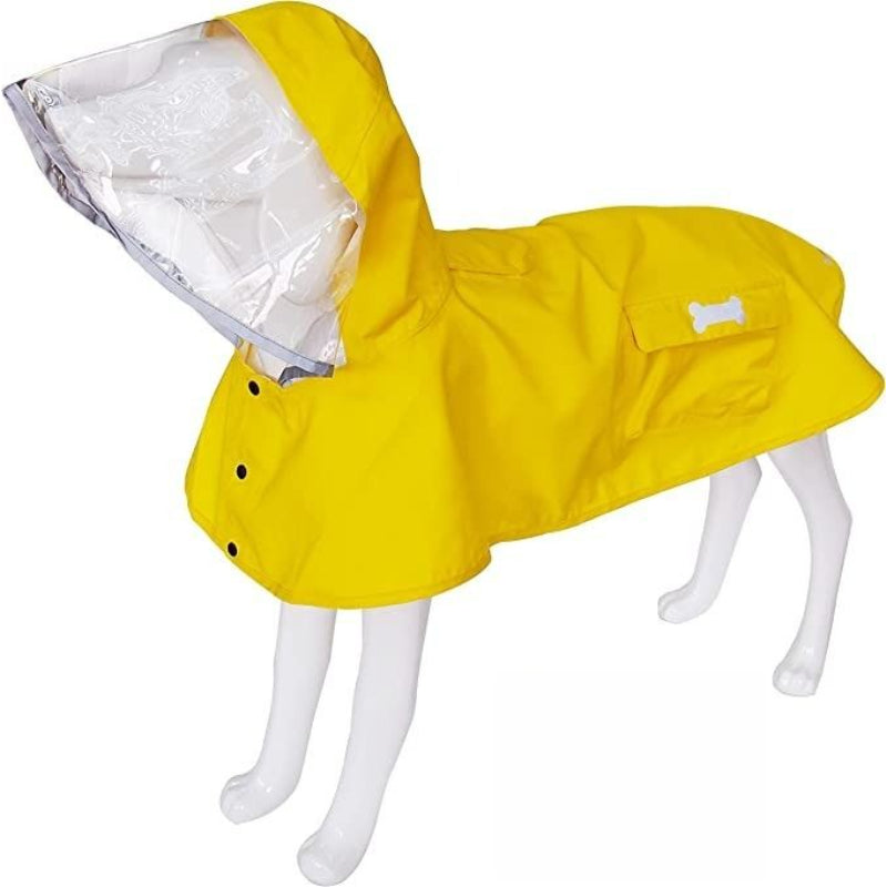 Waterproof Dog Raincoat for Small Dogs — Adjustable Reflective Rain Poncho with Hood (Yellow, X-Small)