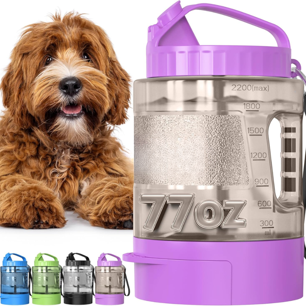 Portable Leak-Proof Dog Water Bottle with Built-In Bowl